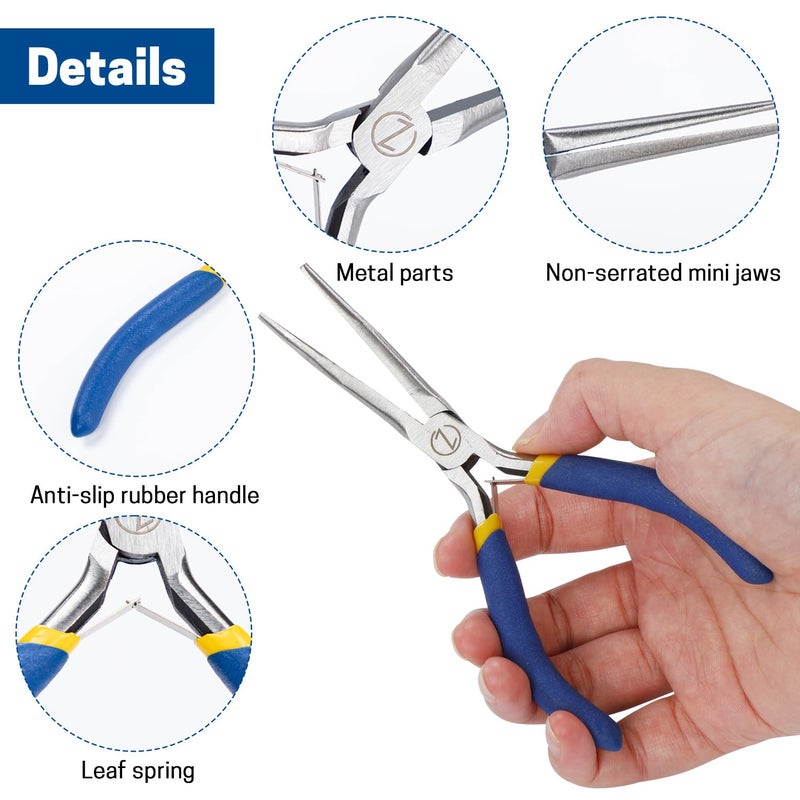 VISEMAN 6" Mini Needle Nose Pliers with Comfort Grip Handles, 2PCS Long Nose Pliers Set for Handmade Craft - Image 4